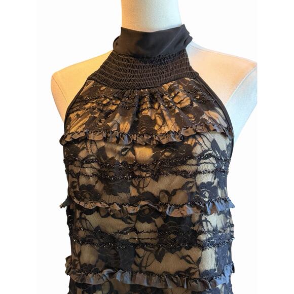 Y2K Moa Moa Whimsigoth Halter Top Size M Black Lace Fairy Grunge Dark Romance - Picture 2 of 8